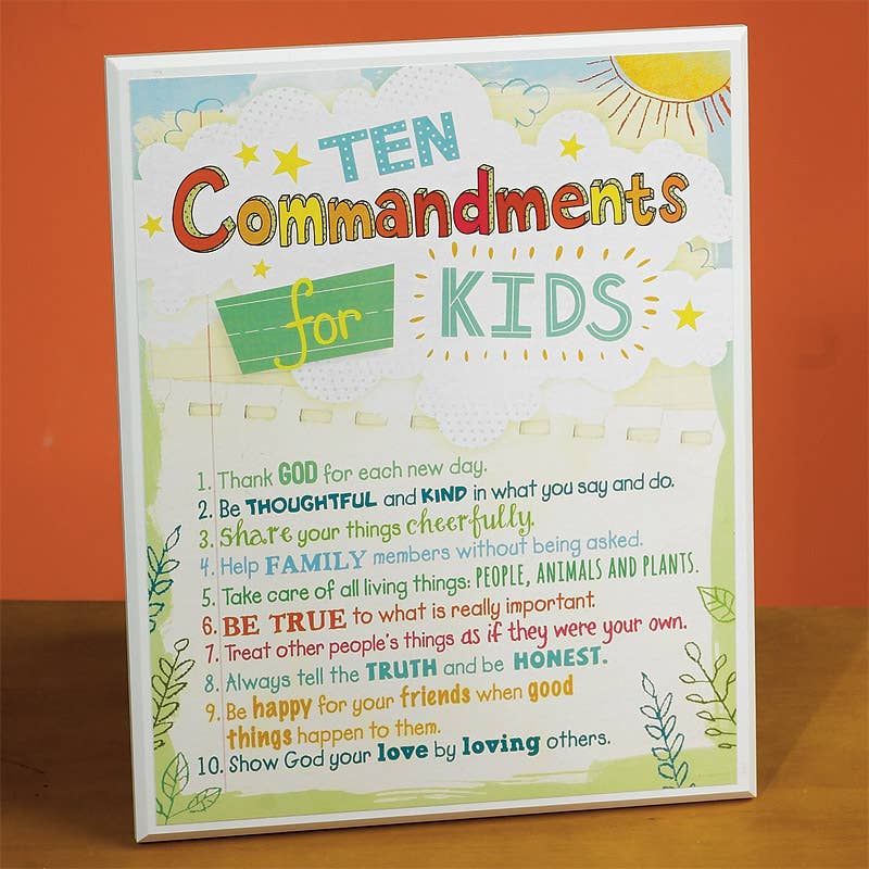 Abbey + CA Gift - Wholesale Plaque - Ten Commandments for Kids Plaque2