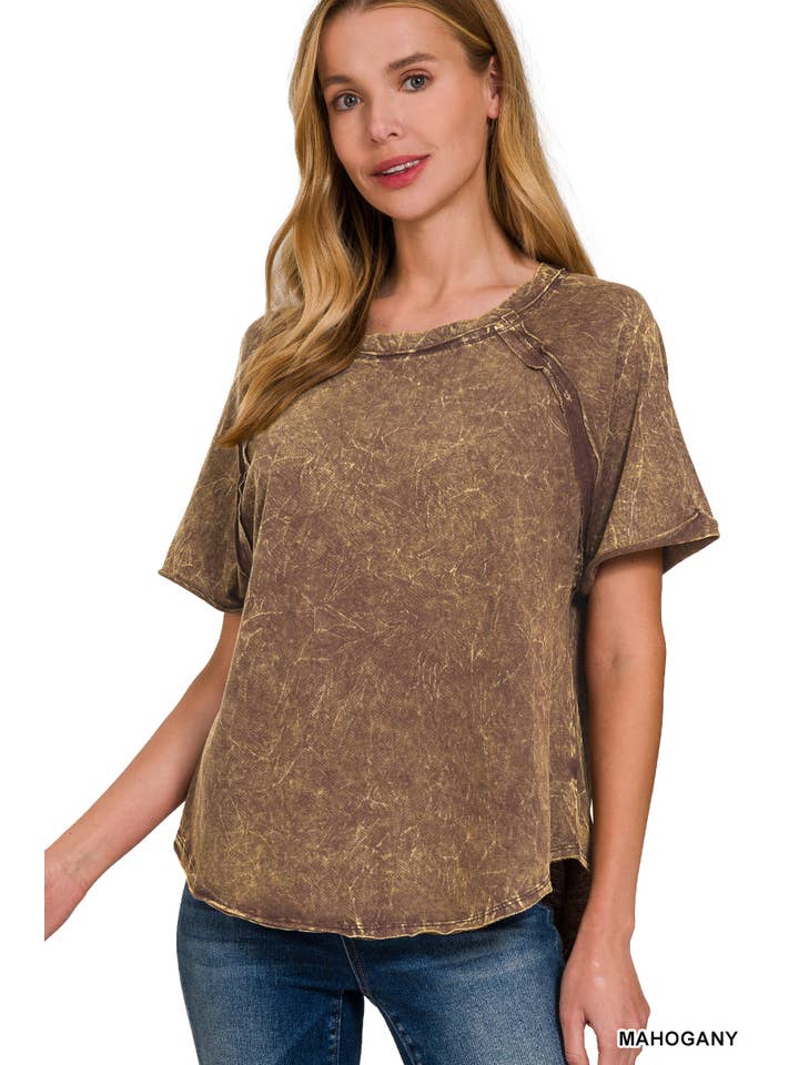 42POPS - Wholesale T-Shirt - Women's - "..._ Back Patch Crinkle Washed Raglan Sleeve Tshirts