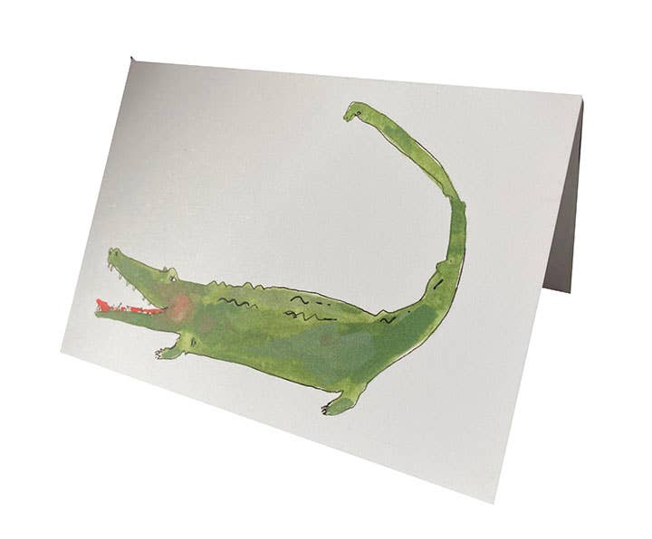 ELIZABETH GRAEBER art + illustration - Wholesale Stationery/Notecard Set - Illustrated alligator notecard with mint green envelope2