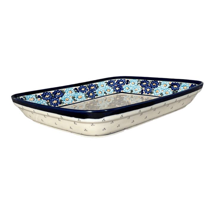 Baker, Rectangular, 10.5" x 13" in "Garden Party Blues" by Zaklady | Y372A-DU50 for wholesale by Polish Pottery Outlet