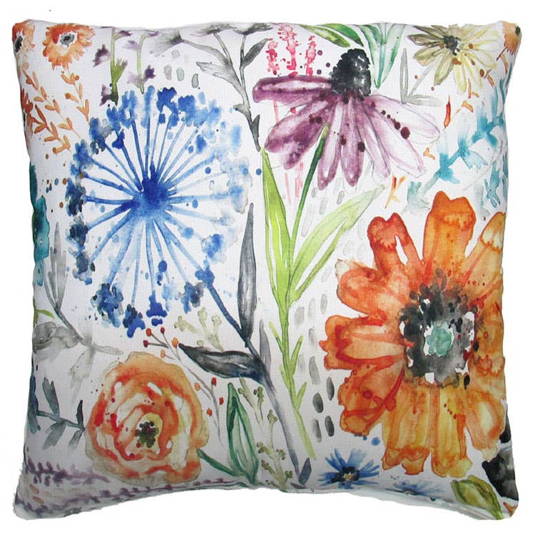 Magnolia Casual - Wholesale Throw/Decorative Pillow - Pillow - Watercolor Wildflowers 1 - indoor / outdoor cushion0