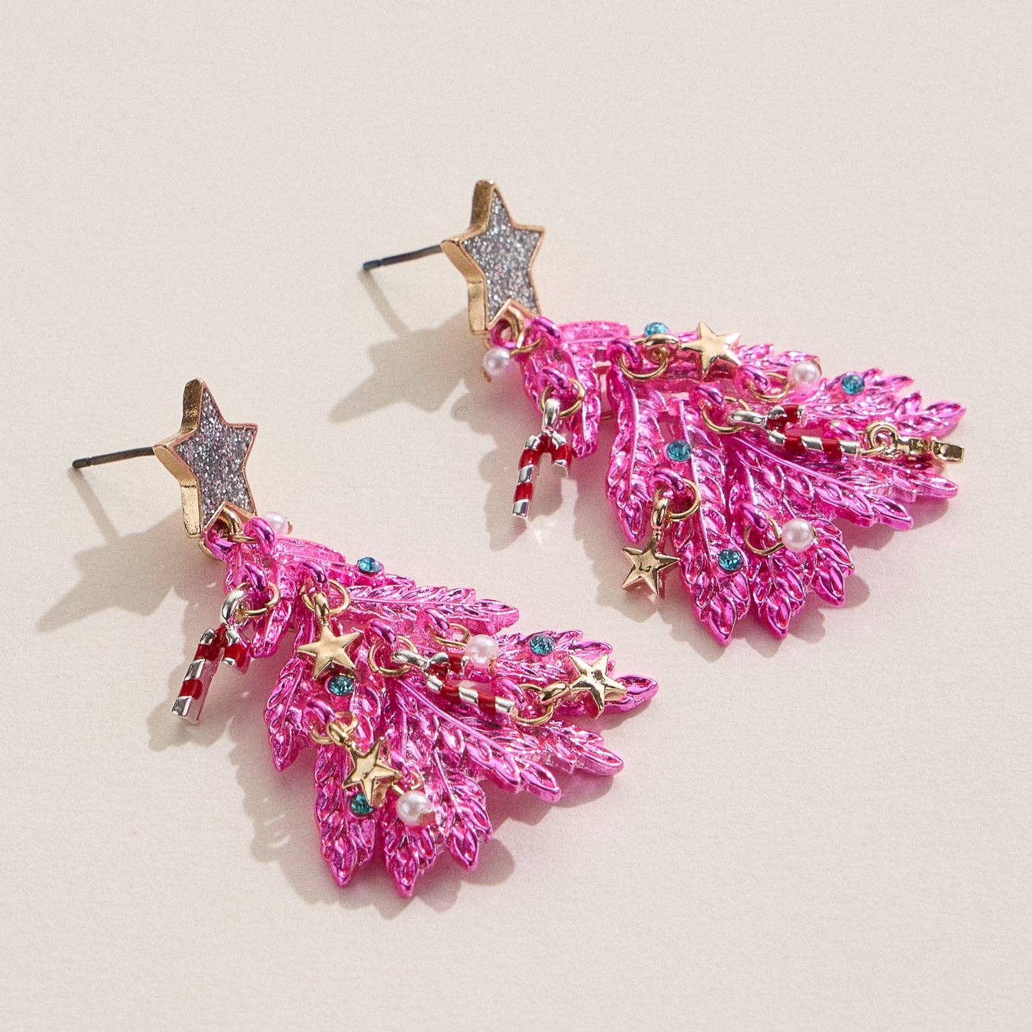 Frem - Wholesale Dangle Earrings - Holiday Christmas Tree Enamel Drop Earrings with Titanium Post1