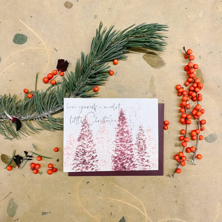 Wine Art Christmas Greeting Card Notecards for wholesale by Elysia Myers Wine Art