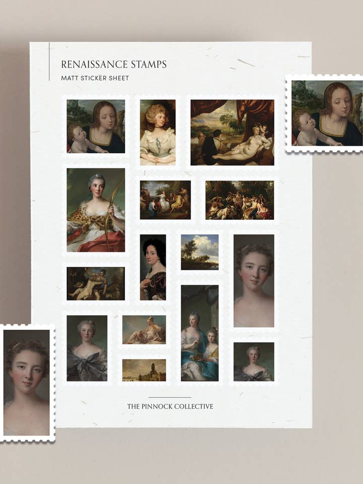 Renaissance Stamps Sticker Sheet for wholesale by The Pinnock Collective