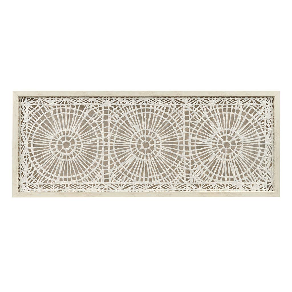 Olliix - Wholesale Wall Accent - Medallion Natural Rice Paper Wood Framed Wall Art Decor2