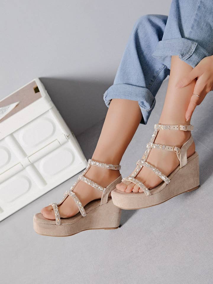 SWEET MAGIC – Engroshandel Wedge - Dame – KILEHÆLE SANDALER MED STEN