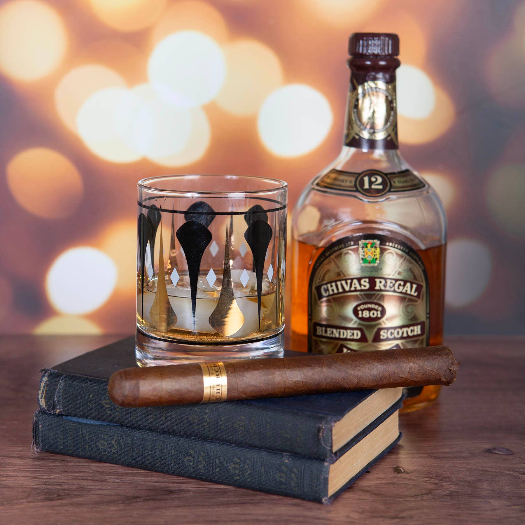 Mod Lounge Paper Company - Wholesale Cocktail/Liquor Glass - Black & Gold Mid Century Vintage Whiskey Rock Cocktail Glass2