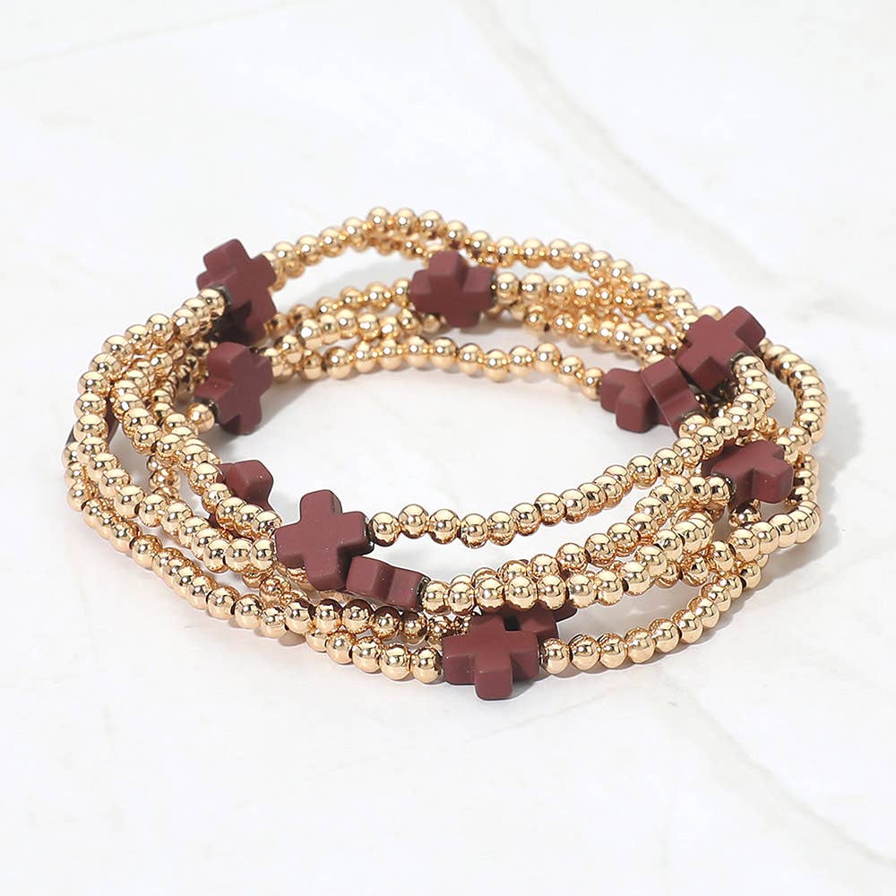 Sensibling Corp. – Großhandel Perlenarmband – 5PCS - Kreuzförmige Metallkugel Perlenarmbänder im Set19