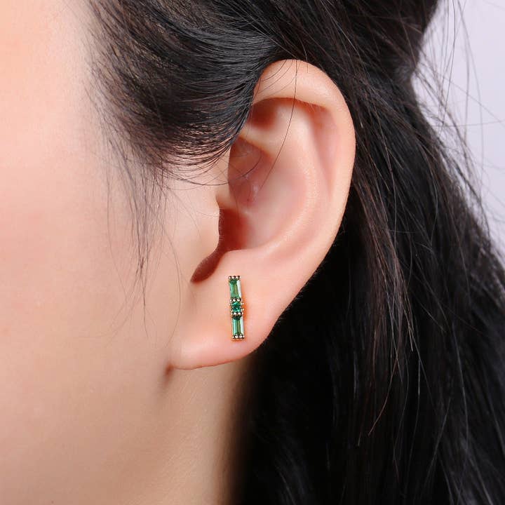 Aim Eternal - Wholesale Stud/Post Earrings - 18K Gold Filled Emerald Stud Earrings1