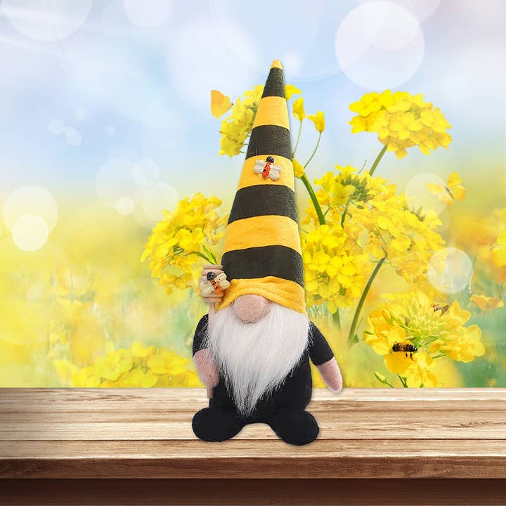 OrnamentallyYou - Wholesale Decorative Figurine - Bee and Honey Themed Gnomes, Plush Bumblebee Home Decor
