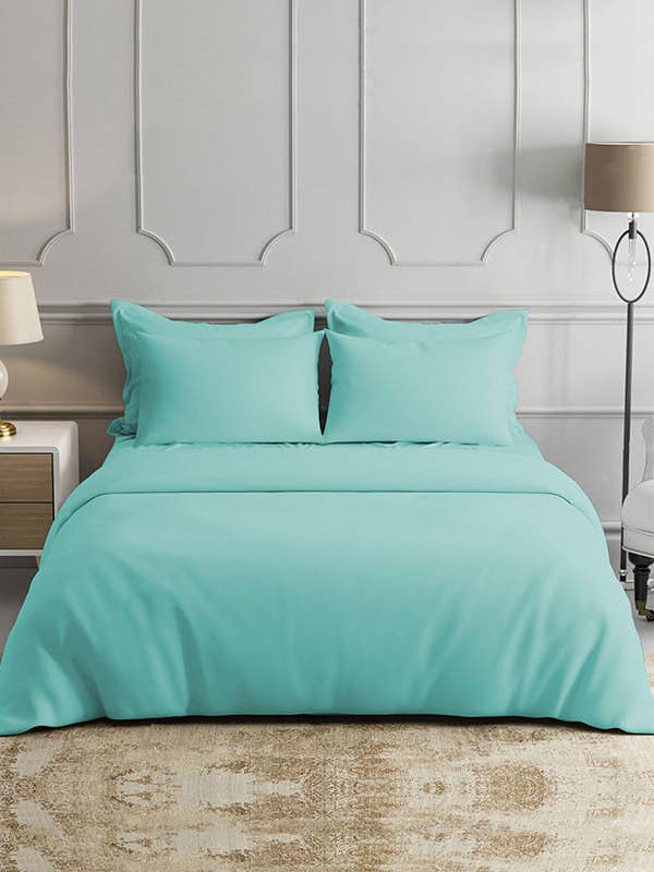 Aqua Bed Sheets, Bamboo - Cool Bamboo King & Queen Full Bed Sheet Size for wholesale by Okao Home Goods