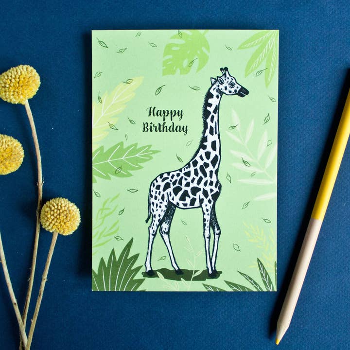 Biglietto di compleanno A6 | Giraffa (inglese) per la vendita all'ingrosso da parte di Katja Rub