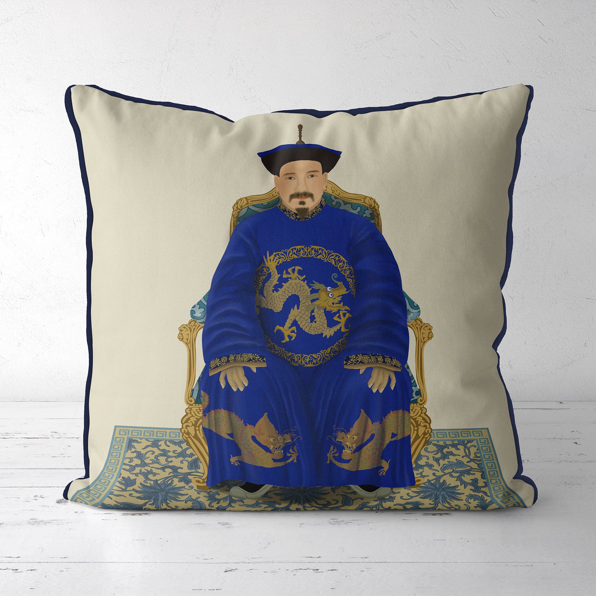 FabFunky Ltd - Wholesale Throw/Decorative Pillow - Chinese Emperor/Empress 2 Blue Chinoiserie pillow cushion5