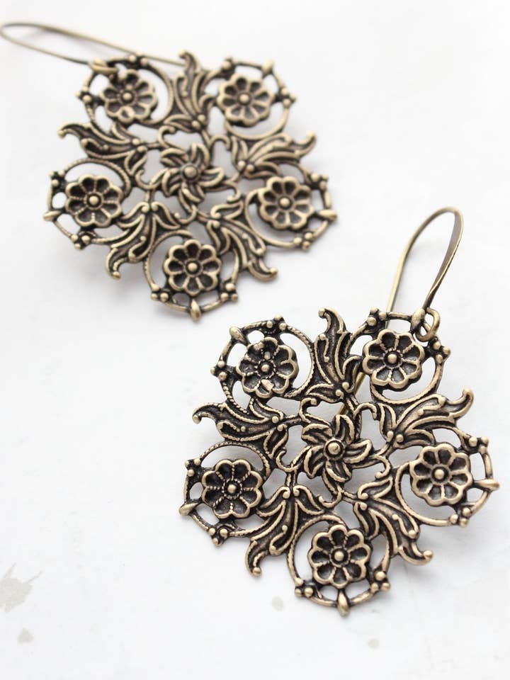 Rustic Filigree Earrings (more colors) for wholesale by A Pocket of Posies