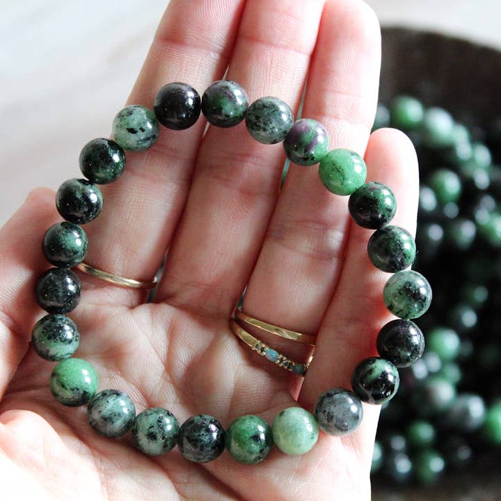 Pebble House - Wholesale Beaded Bracelet - Ruby Zoisite Bracelet 8mm or 6mm - Crystals & Stones