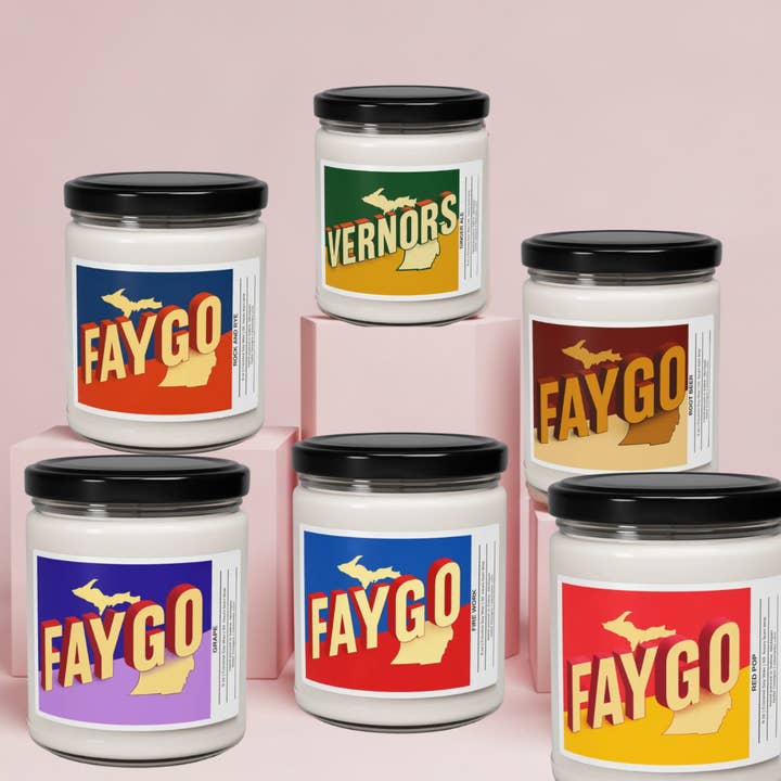 Pop Culture in a Jar – Detroit Drafts: Faygo & Vernors Candle (Studio Shift) for wholesale by Nefer Designer Candles & Home Decor