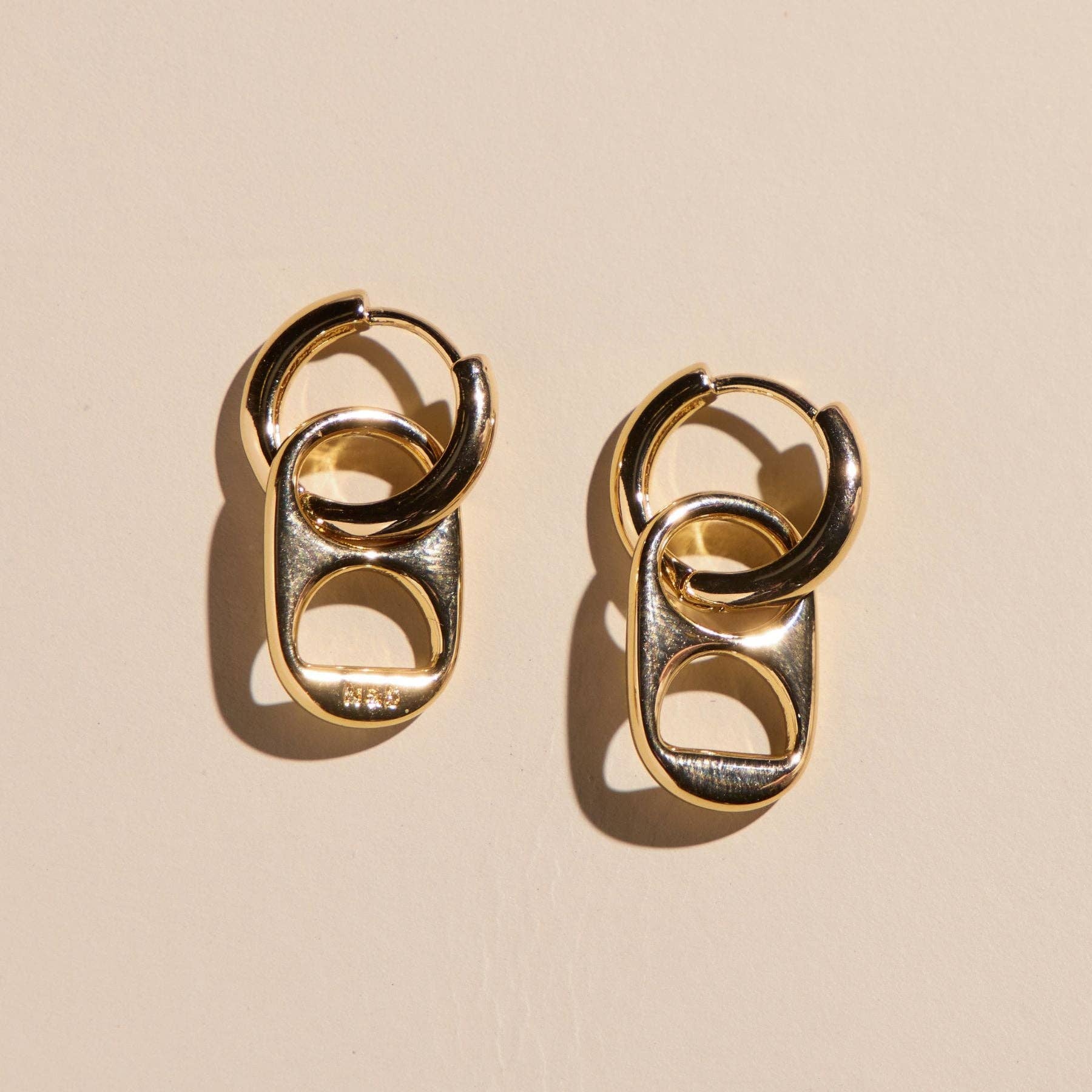 Nickel and Suede – wholesale Huggie earrings – Gold Soda Tab Huggies0