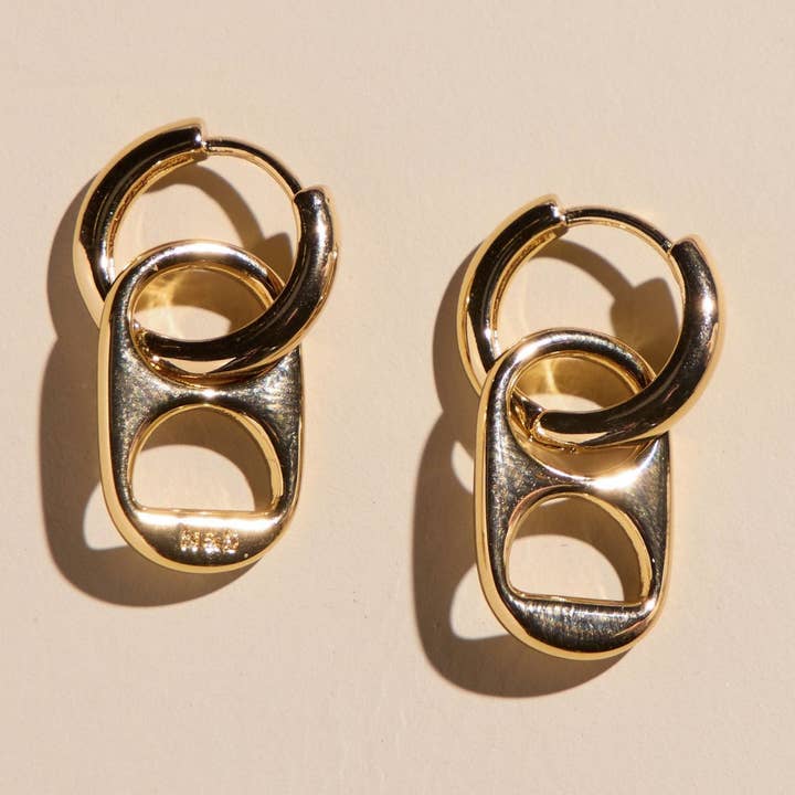 Nickel and Suede - Wholesale Huggie Earrings - Gold Soda Tab Huggies0