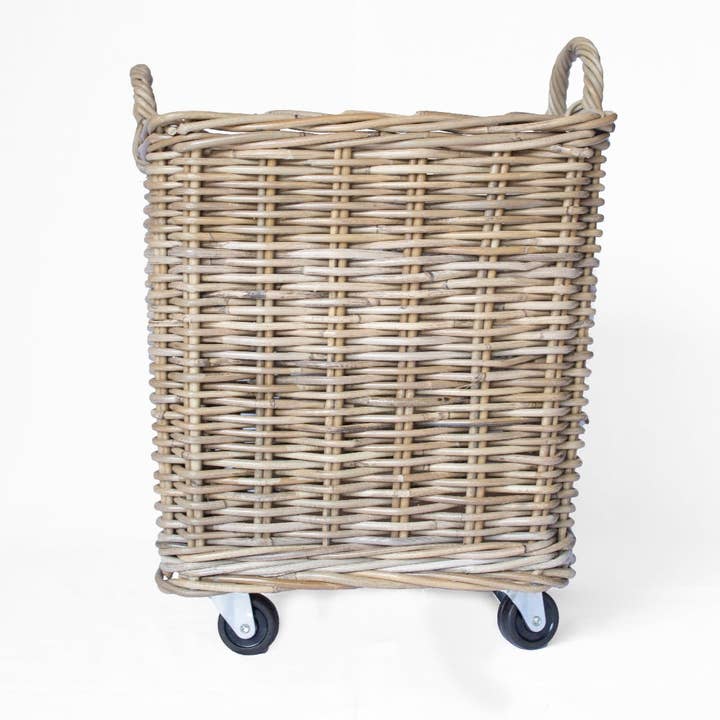 Basketly - Wholesale Basket - Rattan Square Kubu Grey Storage Baskets on Wheels
