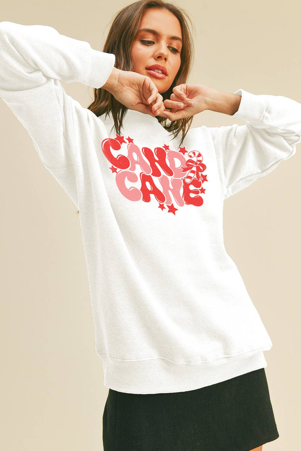 Honestee – wholesale Sweatshirt – Women's – Candy Cane Long Sleeve Sweatshirt7