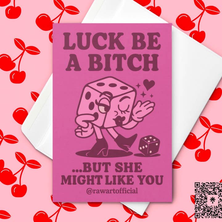 Carte de Bonne Chance Amusante : Design Rétro de Dés, Encouragement Insolent pour la vente par Hot Mess Paper Co.