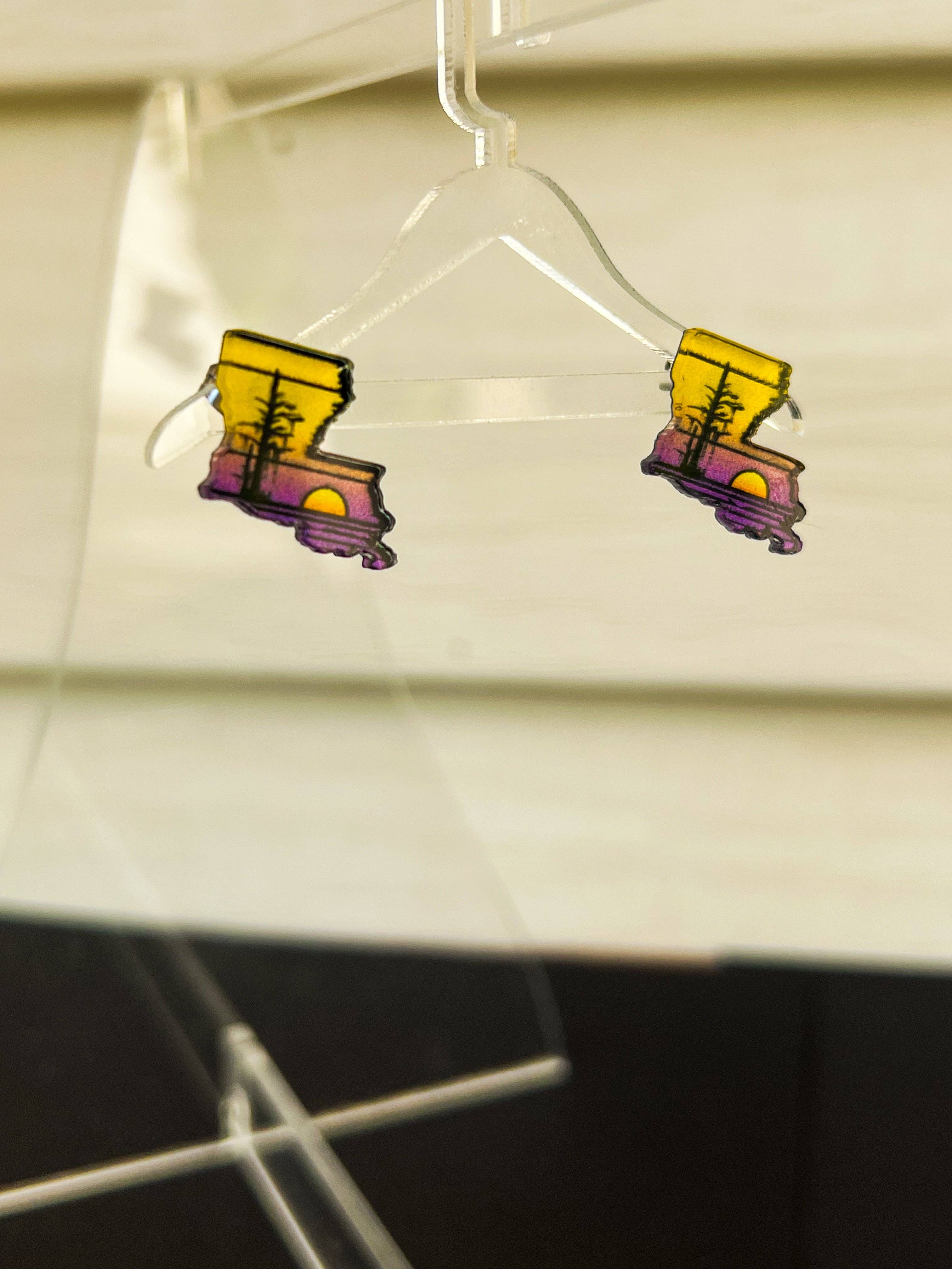 Aaron Grey Co - Wholesale Dangle Earrings - Purple and Yellow Louisiana Dangle and Studs1