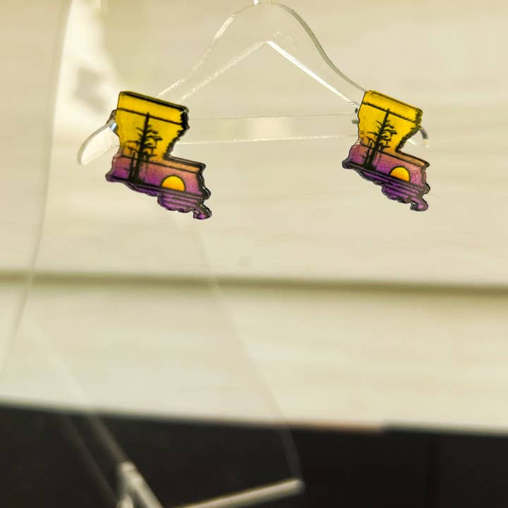 Aaron Grey Co - Wholesale Dangle Earrings - Purple and Yellow Louisiana Dangle and Studs1