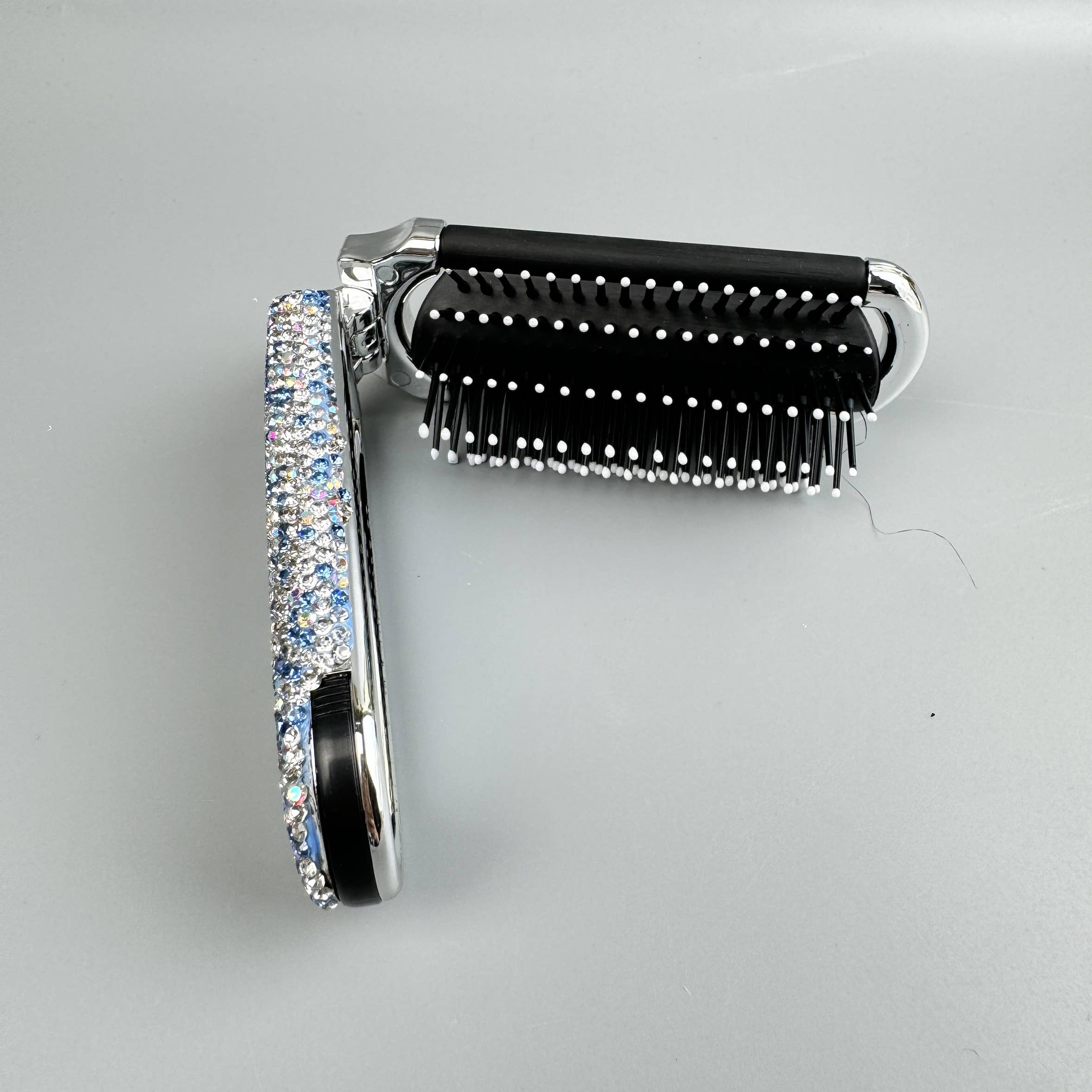 Ole - Venta al por mayor Cepillo/peine - Cepillo de Pelo y Espejo de Viaje Compacto Plegable con Pedrería de Cerámica MIS100923