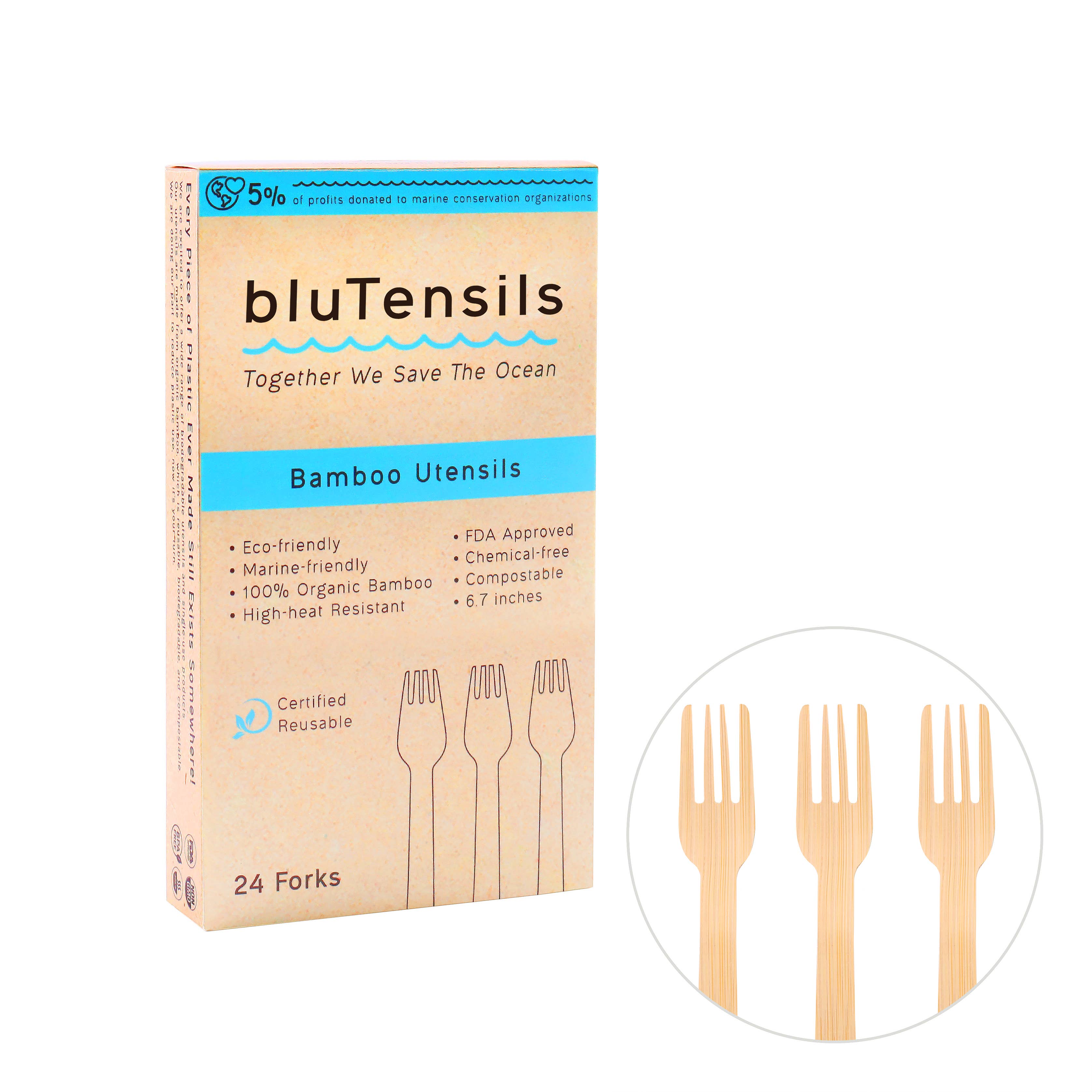 Seven Island - Wholesale Assorted Cutlery Set - bluTensils Bamboo Utensils (24 Pieces)0