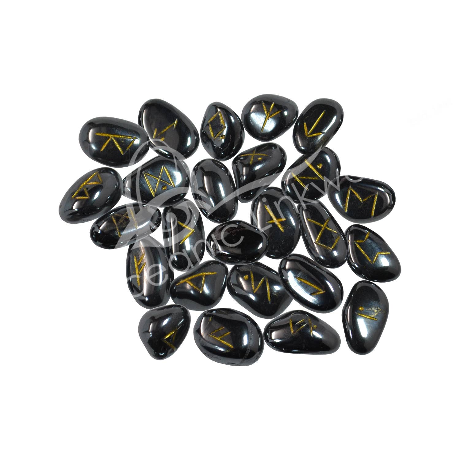 Oceanic Linkways Inc - Wholesale Spiritual Stone/Crystal - (SET)RUNE SET - HEMATITE 18-22 MM