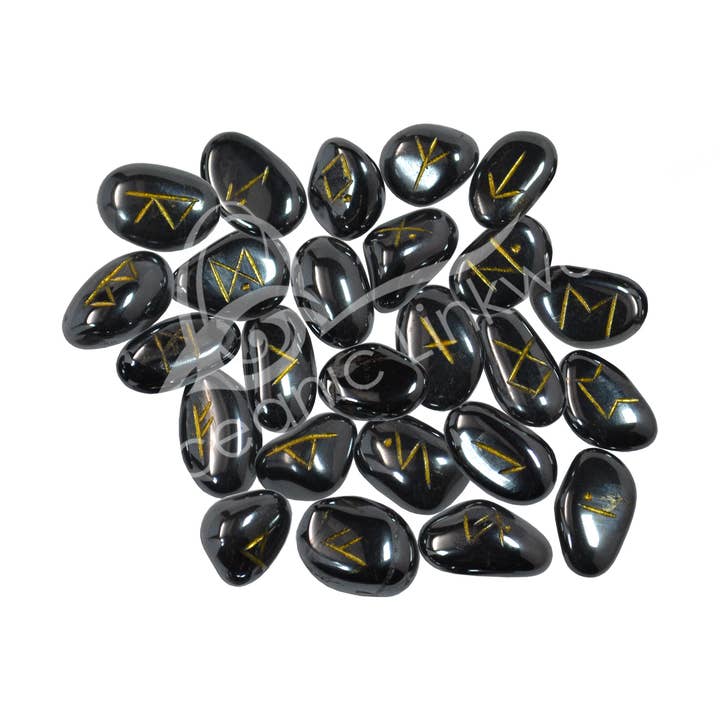Oceanic Linkways Inc - Wholesale Spiritual Stone/Crystal - (SET)RUNE SET - HEMATITE 18-22 MM0