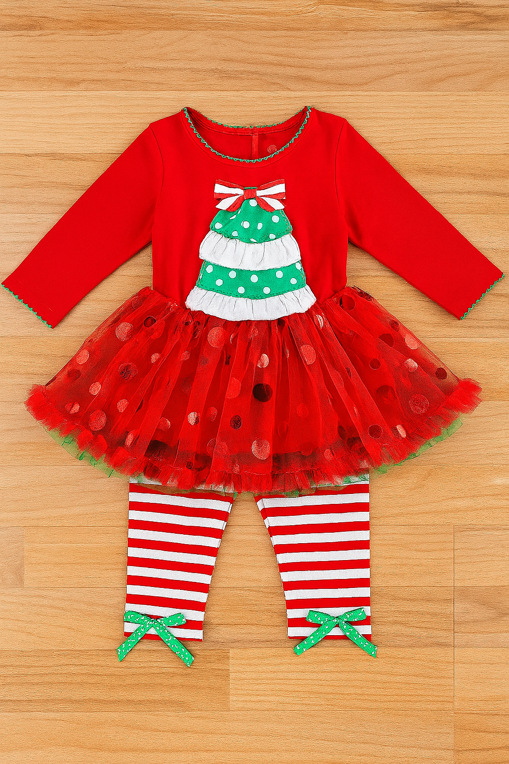 Fennco Styles – wholesale Top & trouser set – Kids – 3D Christmas Tree Girl Tunic & Pants 2