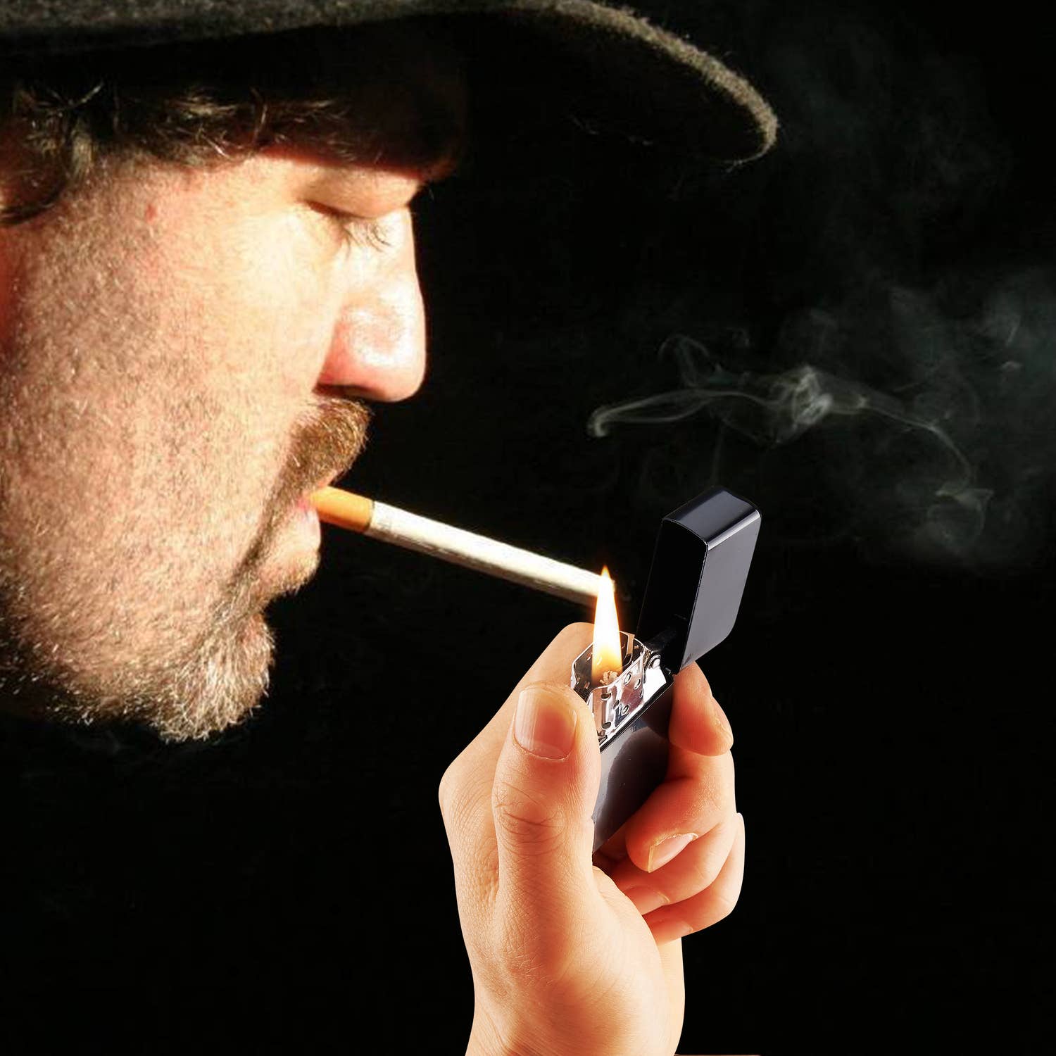 Champ by Polyflame – Großhandel Feuerzeug – Display mit 12 sturmfesten matt schwarzen Steinfeuerzeugen5