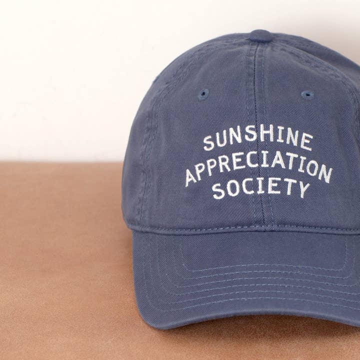 Sunshine Appreciation Society - Cotton Baseball Cap - Vintage Blue for wholesale by Alphabet Bags