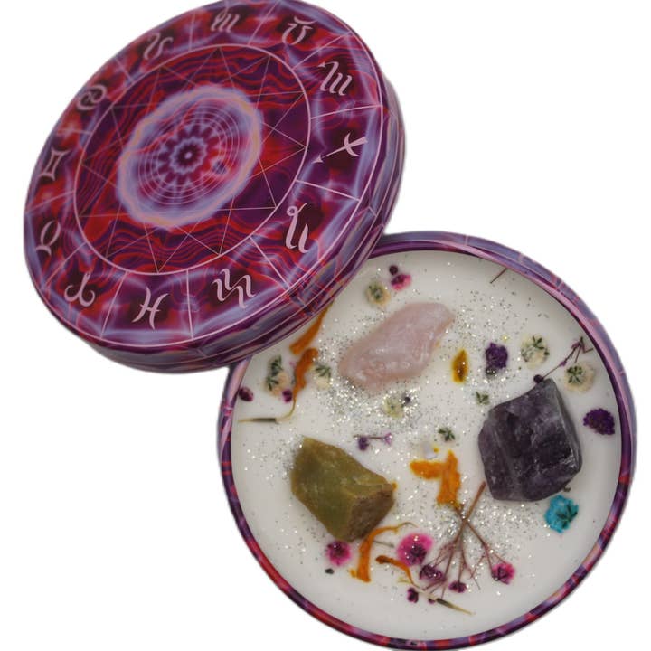 Candela decorativa da meditazione in cristallo organico rosa Tie Dye per la vendita all'ingrosso da parte di SWC Sisu Wellness Center