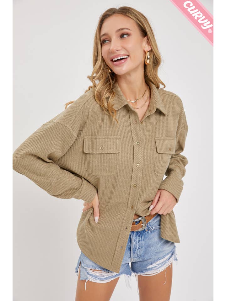 Sweet Lovely by Jen - Wholesale Button Down Shirt - Women's - PLUS SIZE BUTTON DOWN OVERSIZED SHIRTS19