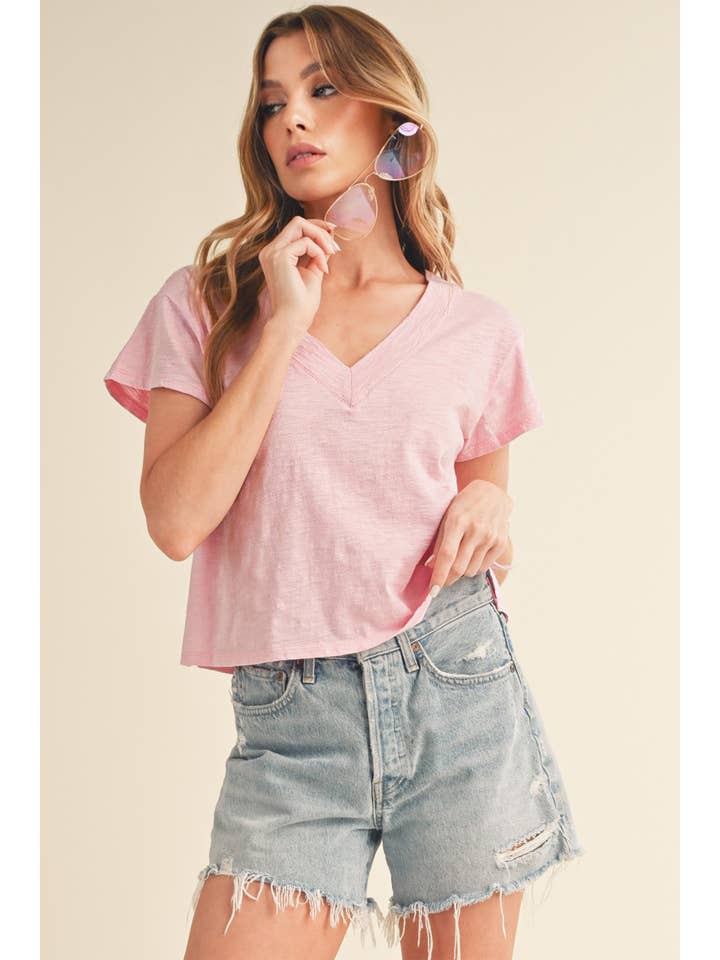 AEMI + CO - Wholesale T-Shirt - Women's - 8281DK Til V-Neck Baby Top18