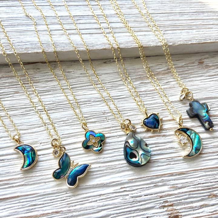 Collana di conchiglia di abalone naturale gioielli da crociera in spiaggia per la vendita all'ingrosso da parte di VB&CO Designs Handmade Jewelry