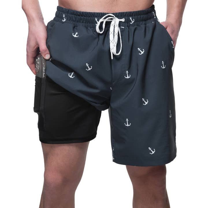 Men's 7'' Stretch Swim Short with Compression Liner Swimwear for wholesale by Rokka & Rolla