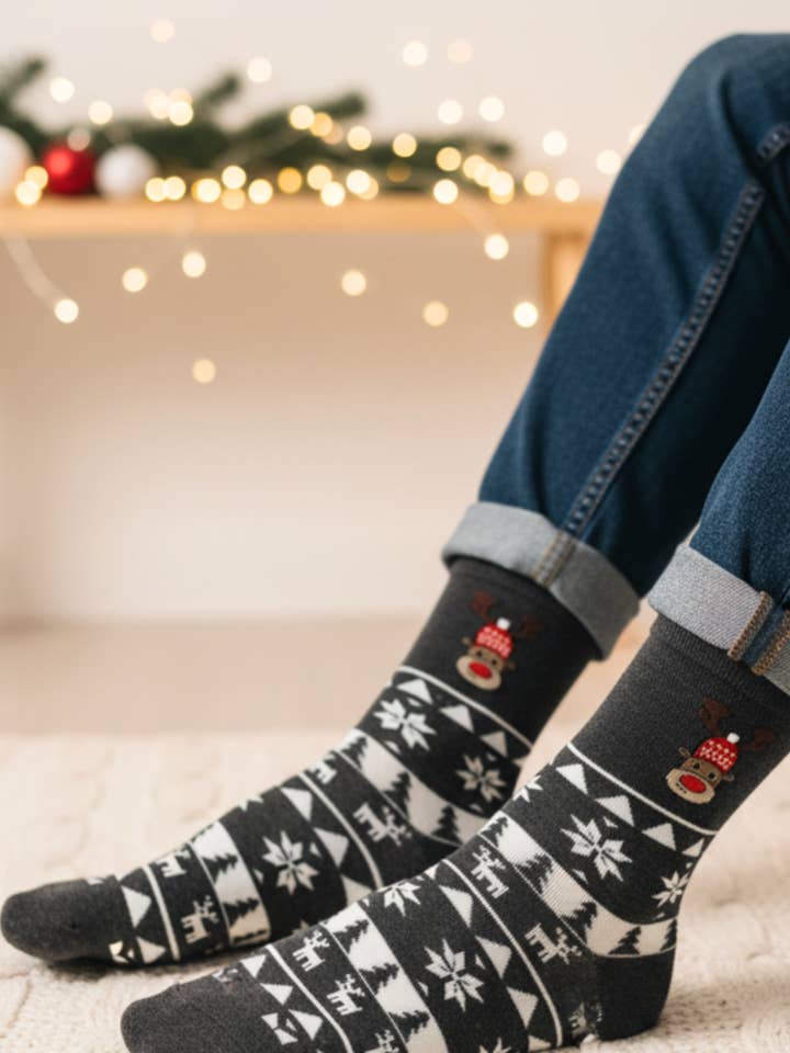 GERMO grå bomuldsjulesokker for engroshandel hos Sokisahtel I BestSockDrawer