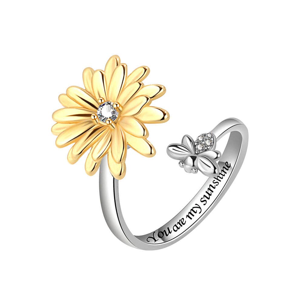 Silber Daisy Flower Bee Anxiety Fidget Spinnerring aus massivem Kupfer für den Großhandel auf Faire5