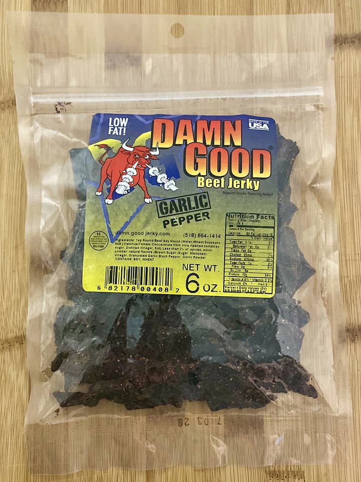 6 oz Garlic Beef Jerky for wholesale by Damn Good Beef Jerky