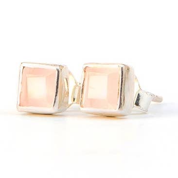 Fair Anita - Wholesale Stud/Post Earrings - Crystal Waters Sterling Silver Studs - Rose Quartz0