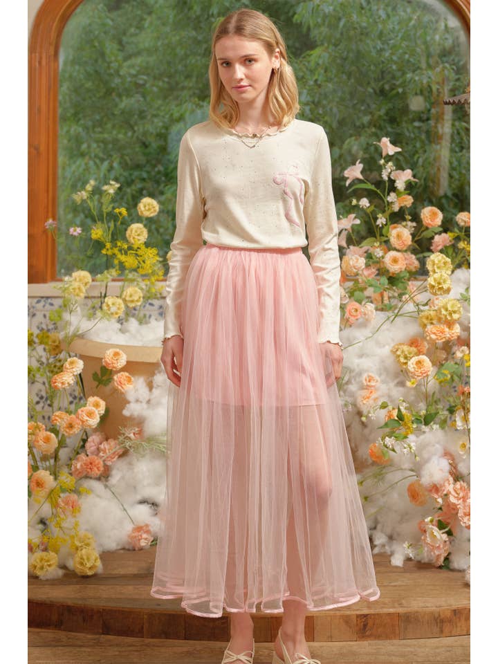 ROSIE POSIE - Vendita all'ingrosso Gonna - Donna - RP2700 - Gonna Maxi Trasparente Rosa Cipria1