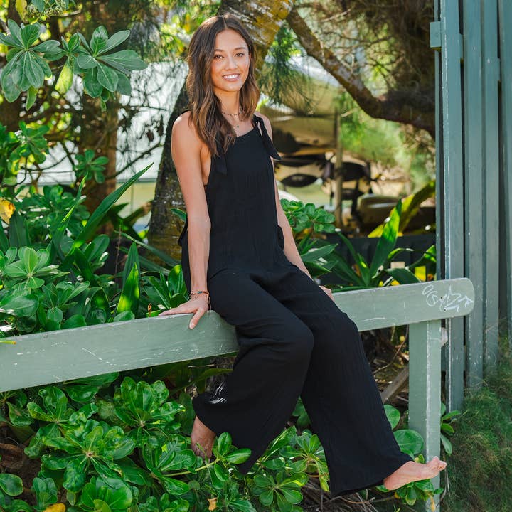 Lotus and Luna - Wholesale Jumpsuit - Women's - Black Cotton Nomad Jumpsuit