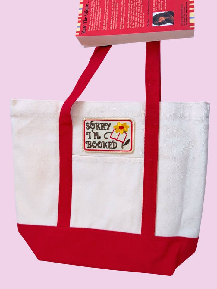 Bookish Canvas Tote | Sorry I'm Booked Red for wholesale by Well Versed Goods
