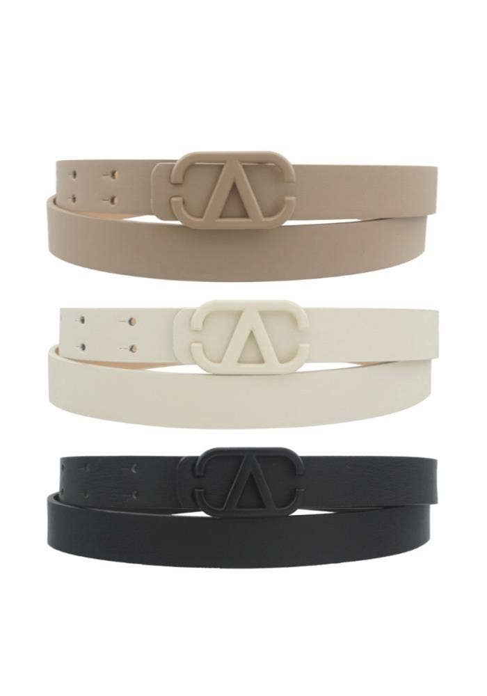anbfashion – wholesale Belt – Women's – COLOR METAL V BUCKLE BELT 3 PC SETB 3IW-222191