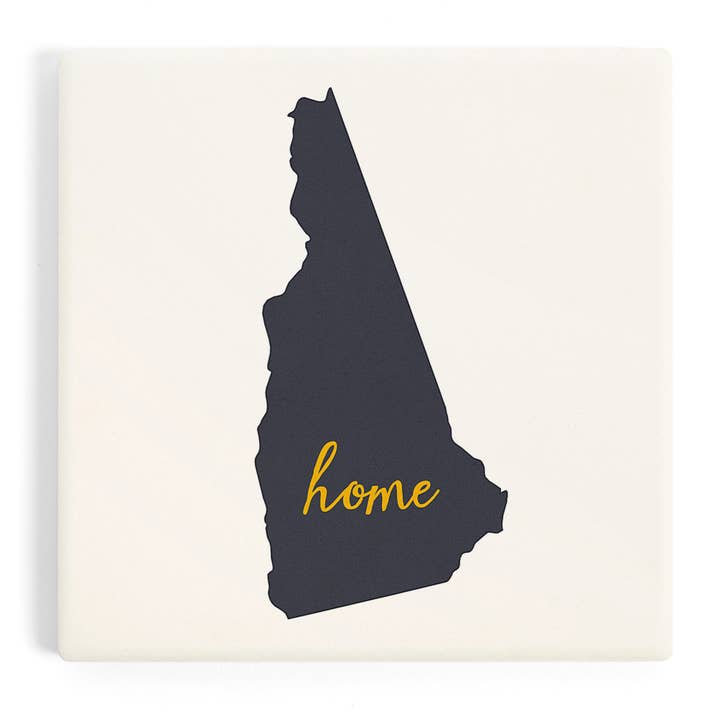 CERAMIC COASTER New Hampshire, Home State, Gray on White for wholesale by Lantern Press