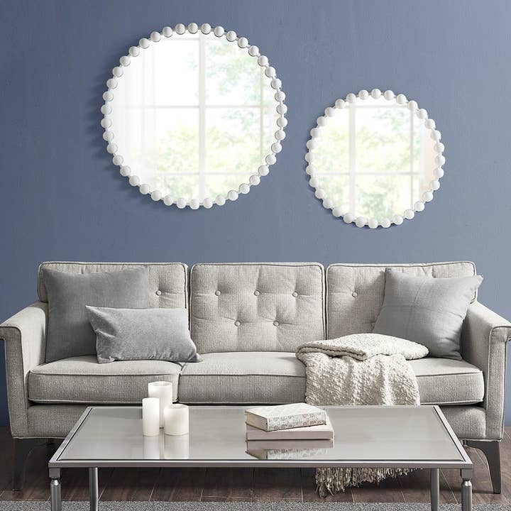 Olliix - Wholesale Wall Mirror - Round Iron Framed Wall Decor Mirror, Matte White16