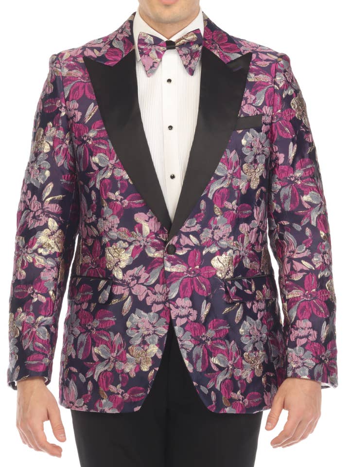 Men's Drake Purple Peak Lapel Tuxedo 1 Button 2 Vent Slim Fit Blazer for wholesale by Ferrecci
